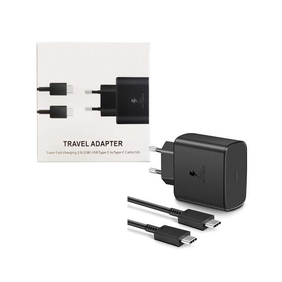 Fast Charger (EP-TA800NB EGEU) 25W with Type C to Type C Cable 5A Black Fast Charger (EP-TA800NB EGEU) 25W with Type C to Type C Cable 5A Black